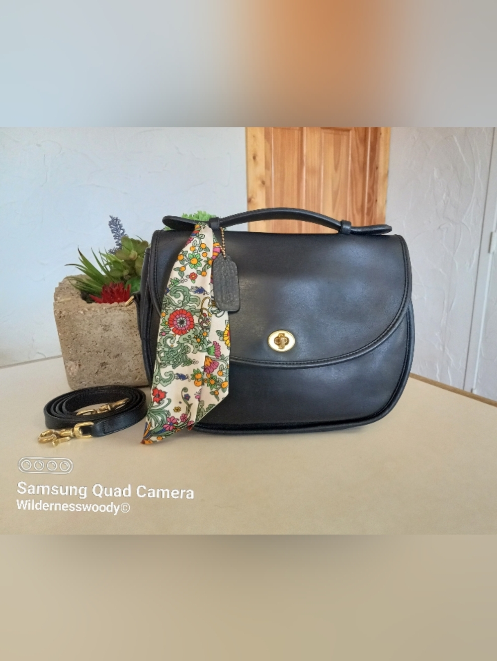 Coach Large Plaza bag/"The Bistro Bag" Navy Blue, Late 1980's-early 1990's - Picture 5 of 16